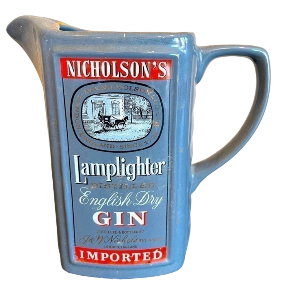 Vintage Wade Regicor Nicholson’s Lamplighter English Dry Gin Ceramic Pub Pitcher